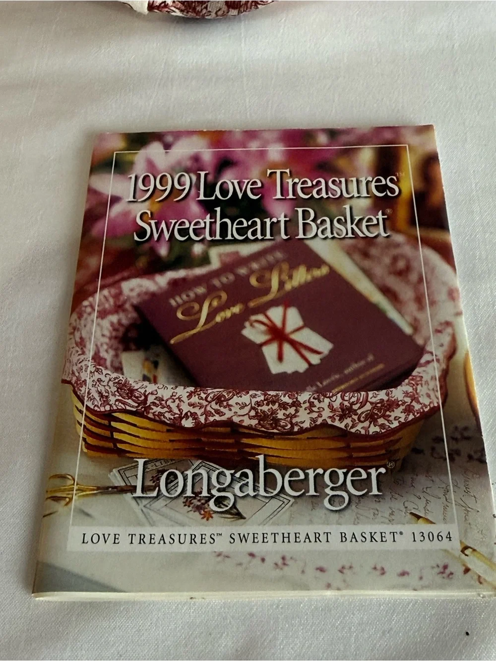 Longaberger 1999 Heart Basket Set w Liner Protector Love Treasures USA